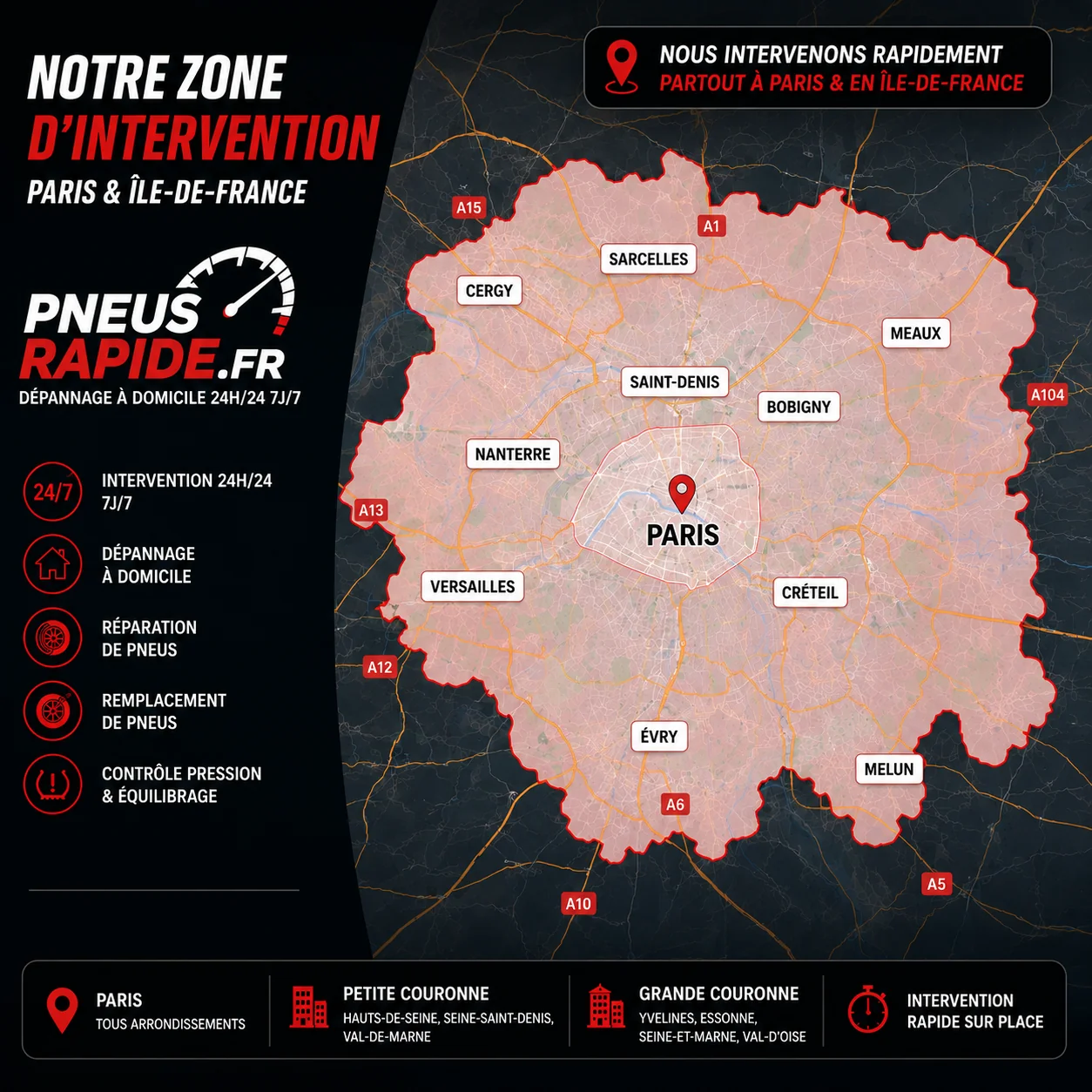 Réparation Pneu Saint-Maur-des-Fossés (94) — Technicien Rapide 25 min 12 Carte Saint-Maur-des-Fossés
